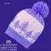 Pure wool Pon Pon hat with wisteria pink trees - Handmade