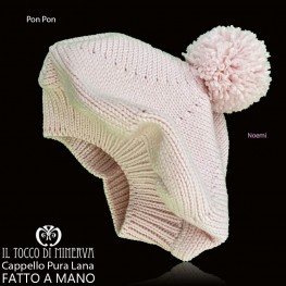 Basque in pure pink Pon Pon wool - Handmade