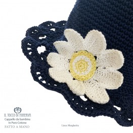Margherita Line Cotton Baby Hat - Handmade