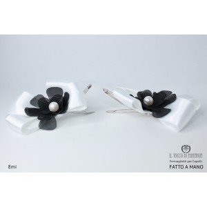 Fermaglietti per capelli bianco/nero Emi Realizzato a mano - Handmade