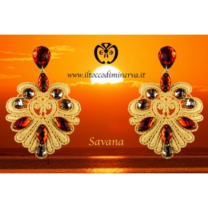 Beige lux lace Savana earrings Handmade - Handmade