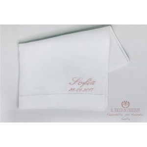 Fazzoletto neonato/a lino personalizzabile Sofia Realizzato a mano - Handmade