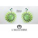  Green Daisy Swarovski Crystal Flower Earrings Handmade - Handmade