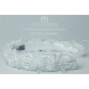 Florenza White First Communion Headband Made By Hand
