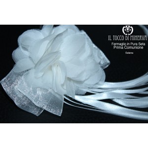  Silk hair clip for First Communion Ceremony Made by hand Selena