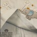 Light blue striped bed sheet with pillowcase elephant embroidery - Handmade