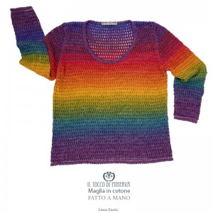 Exotic line cotton sweater - handmade