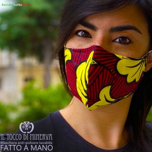  Mask shape 2 washable dust pocket will be all right africa flower bordeaux yellow