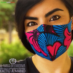 Form 2 anti-dust washable mask will be all right Africa fuchsia light blue flower
