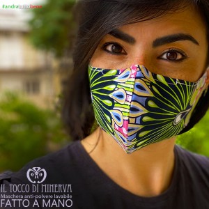 Mask shape 2 pocket anti-dust washable will be all right africa green peacock