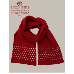 Red zoe pure wool baby scarf - Handmade
