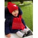Scarf and hat for baby girl in pure red and white wool zoe - Handmade