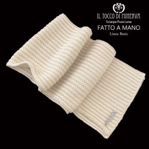 Cream pure wool scarf Basic unisex line - Handmade