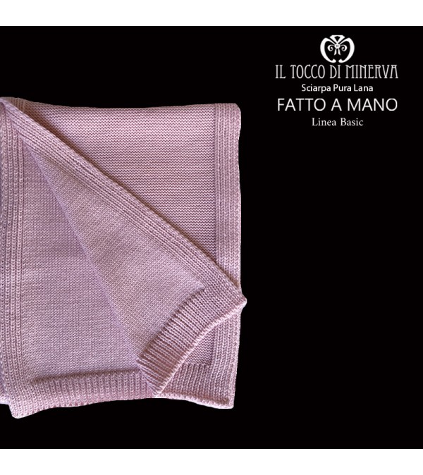 Pink pure wool scarf Unisex basic line - Handmade